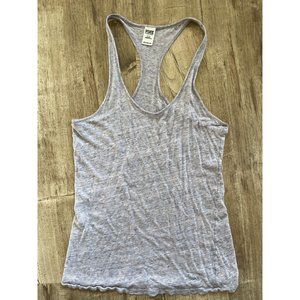 PINK Victoria's Secret Womens Athletic Tank Top Size S Gray Racerback Cross S